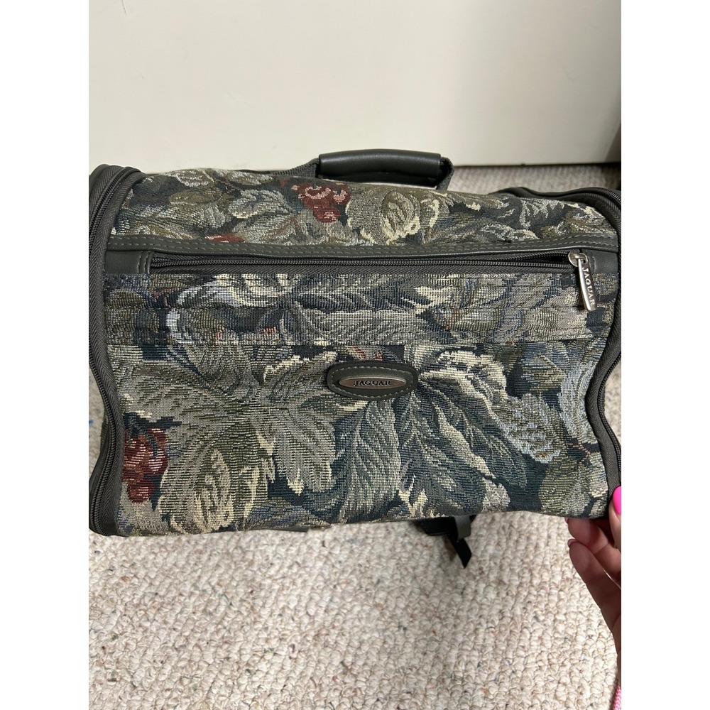 Jaguar Tapestry Travel Bag Floral Print Carry On Luggage Vintage Style